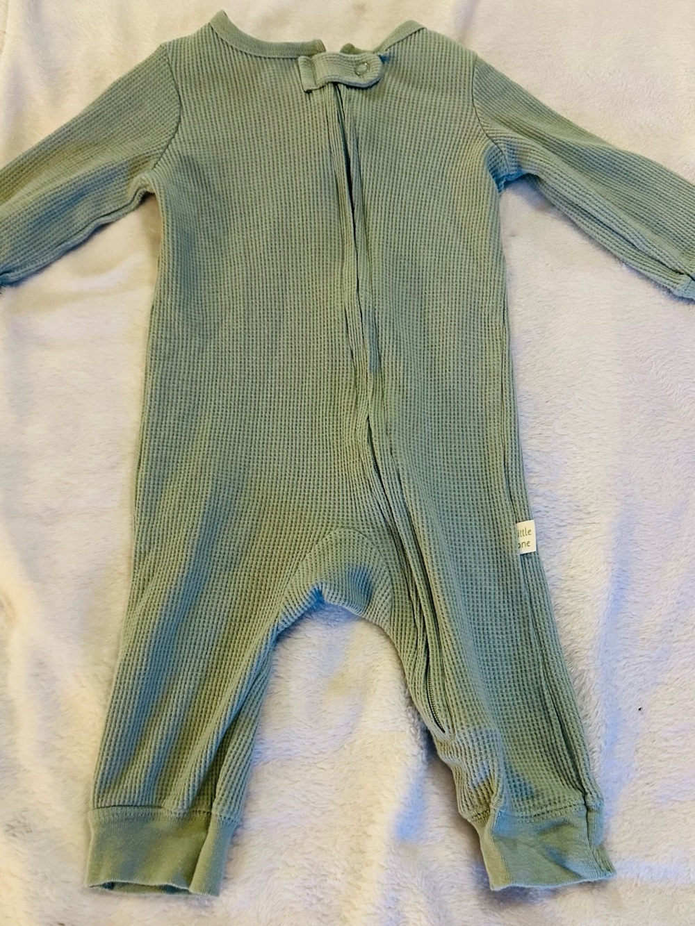 Baby Waffle-Knit One-Piece in Sage Green